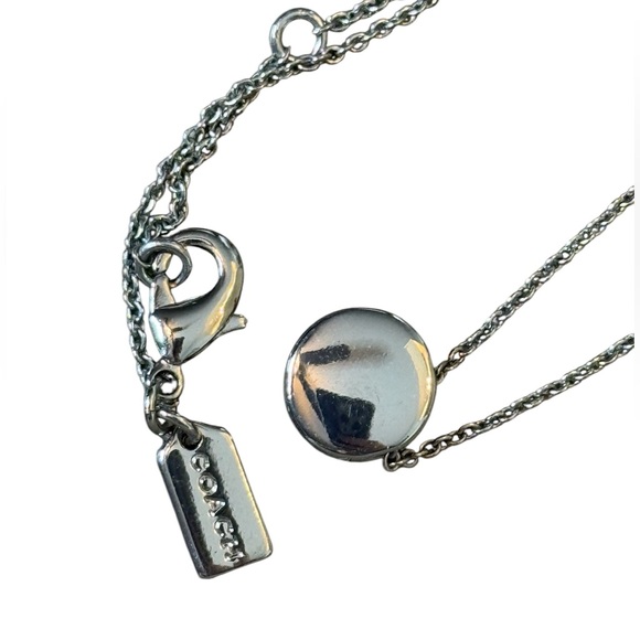 Coach Open Circle blue stone necklace silver toned stamped - Picture 9 of 9